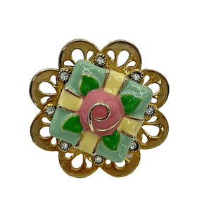 Betsey Johnson RARE Tea Party Cake Ring Gold Tone - Vintage
